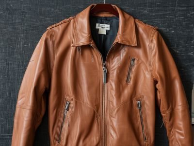 Leather jacket with scratches and damage