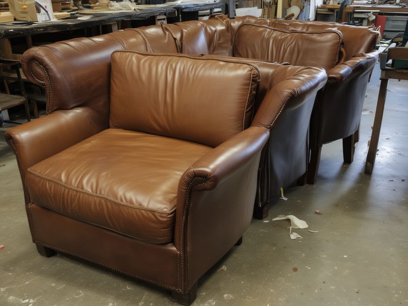 Custom leather reupholstery work in progress