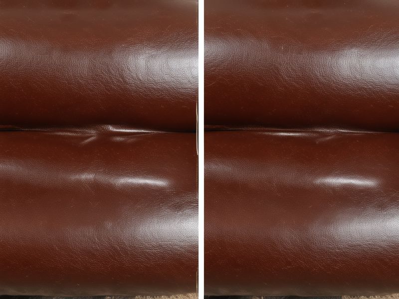 Leather restoration showing before and after transformation