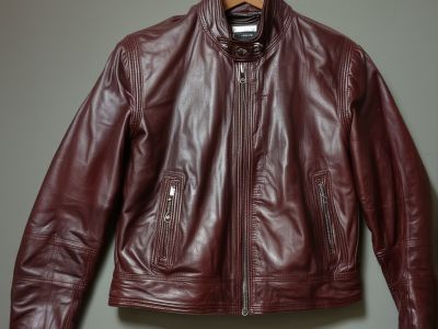 Before: Designer leather jacket with deep stains and wear marks