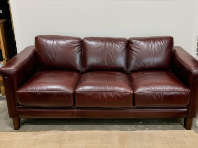 After: Modern leather sofa restored to like-new condition